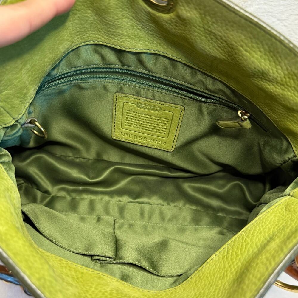 RARE y2k COACH 8A54 Chelsea Hobo Turnlock Nubuc Green Shoulder Bag - Picture 11 of 12